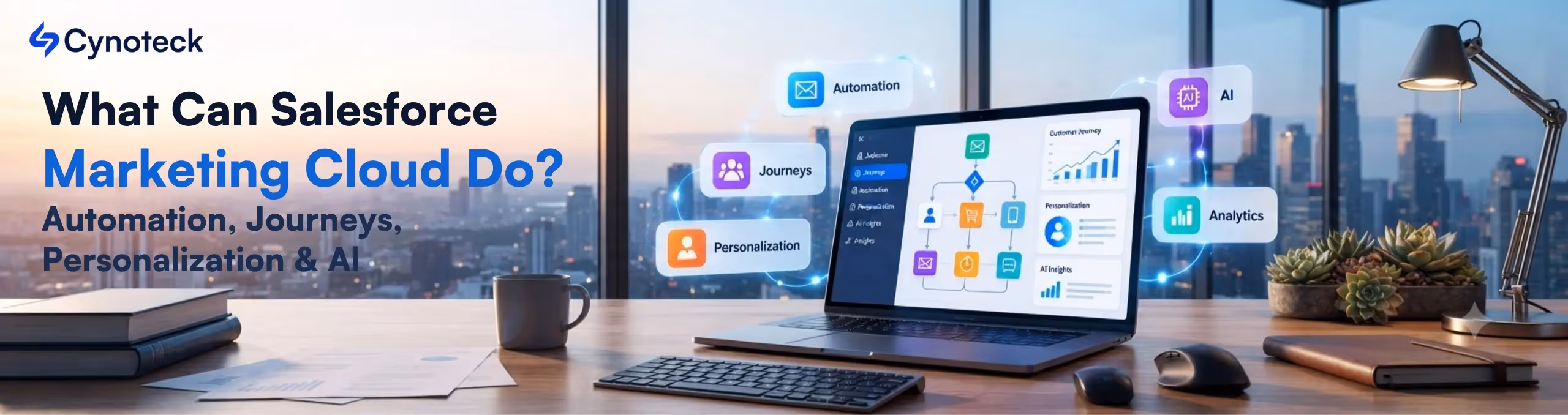 Salesforce Marketing Cloud automation, customer journeys, personalization, and AI features