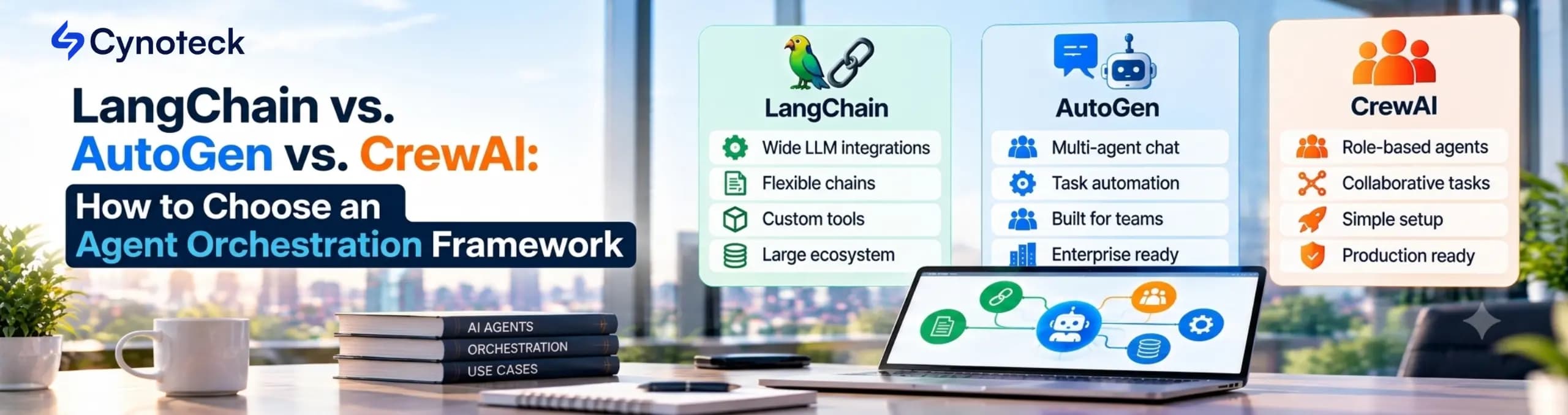 LangChain vs AutoGen vs CrewAI comparison for choosing the right AI agent orchestration framework