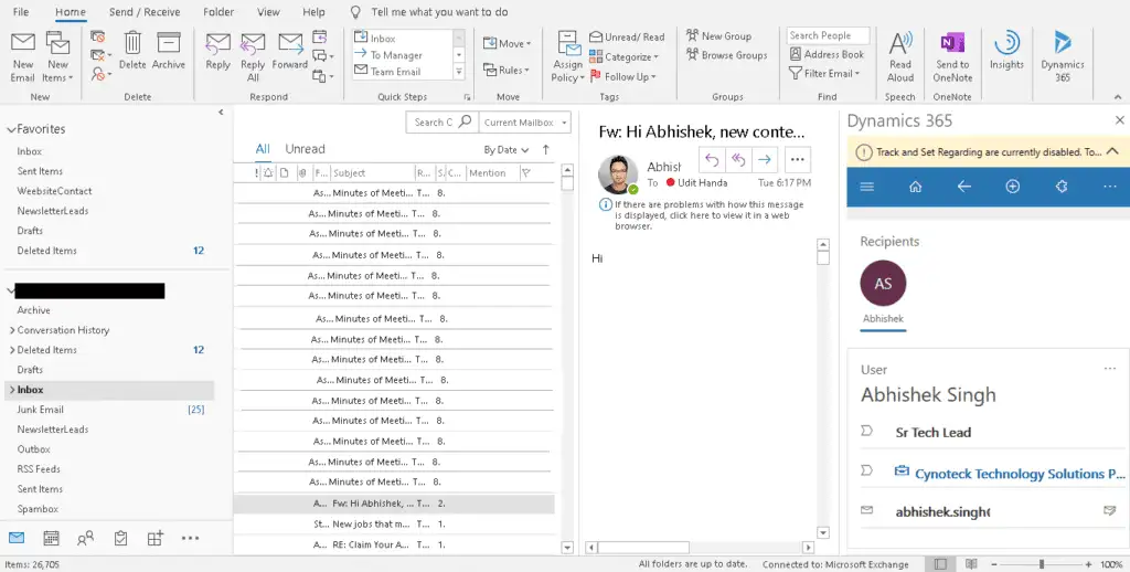 Outlook Dynamics 365 Plugin